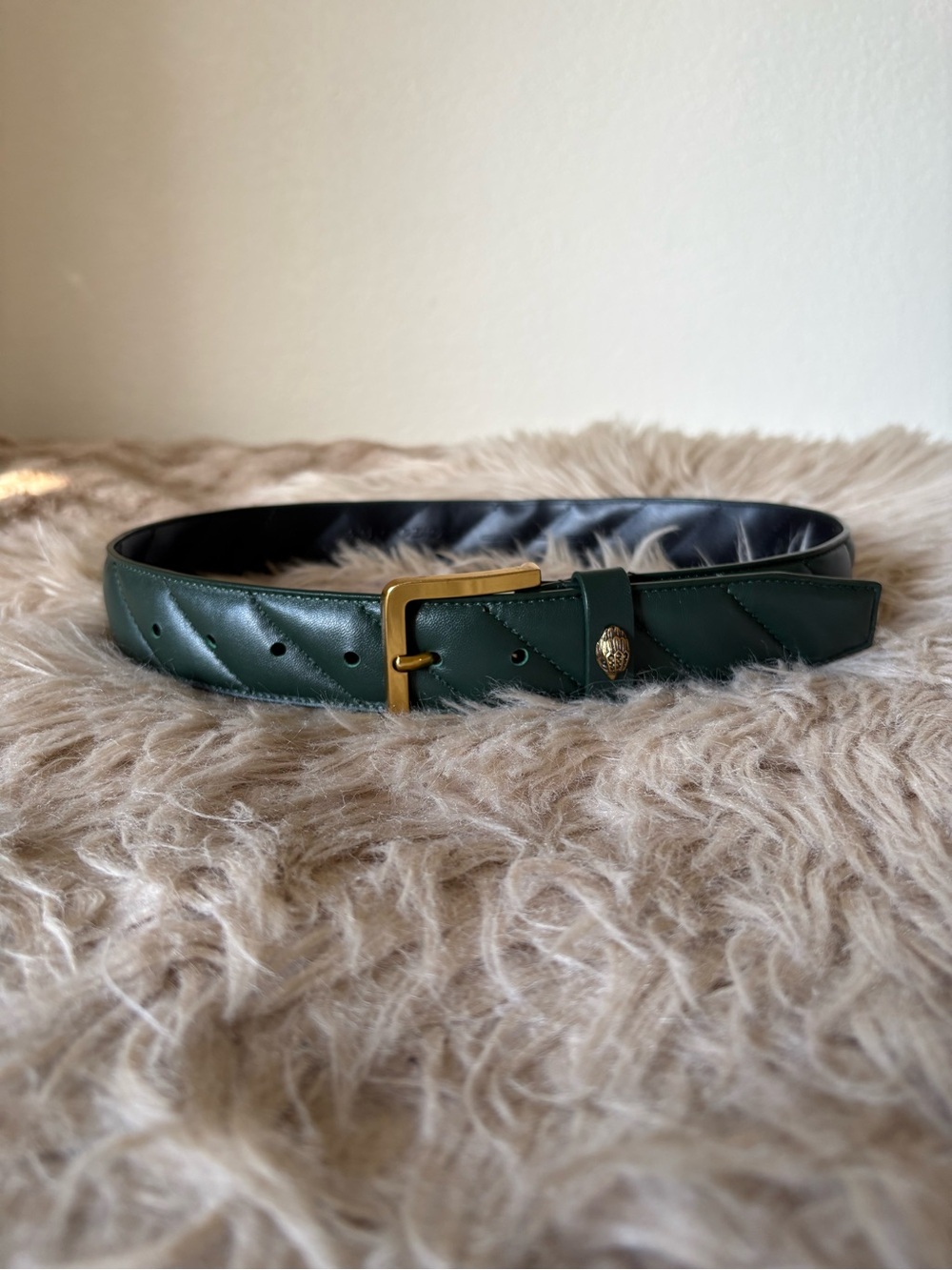 Green Leather Quilted Belt